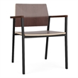 Avon Reception Waiting Guest Chair HPL Seat Back / Black Steel / Walnut
