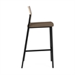 Avon Reception Cafe Stool UPH Seat HPL Back / Black Steel / Walnut / Brown