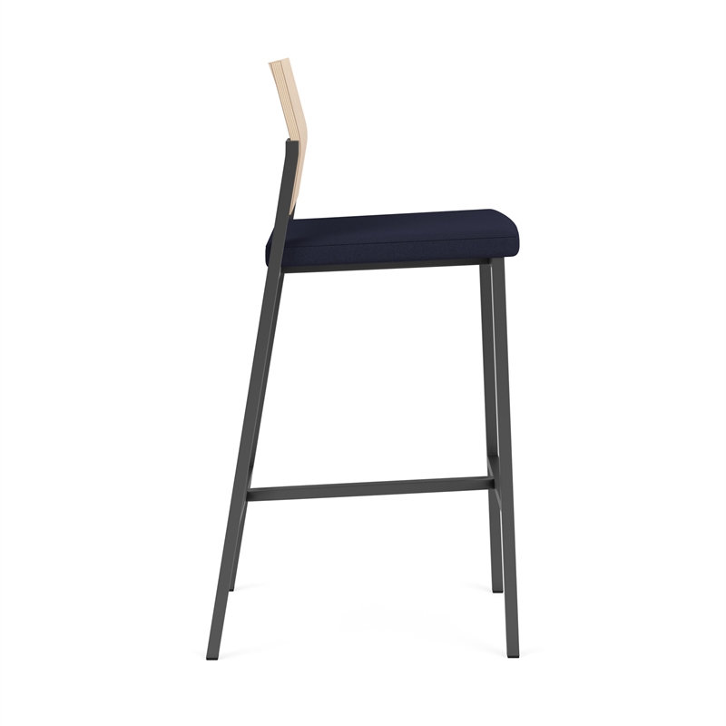Avon Reception Cafe Stool UPH Seat HPL Back / Charcoal / Natural / Navy Blue