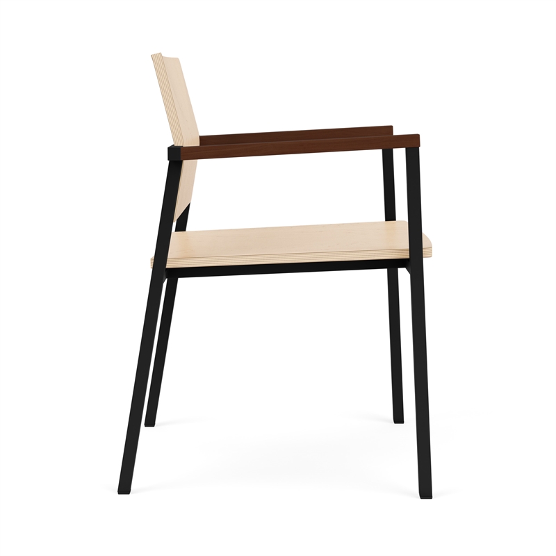 Avon Reception Waiting Guest Chair HPL Seat Back / Black Steel / Natural