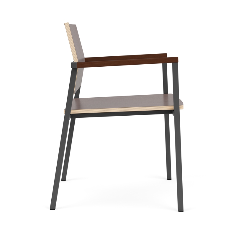 Avon Reception Waiting Guest Chair HPL Seat Back / Charcoal Steel / Walnut