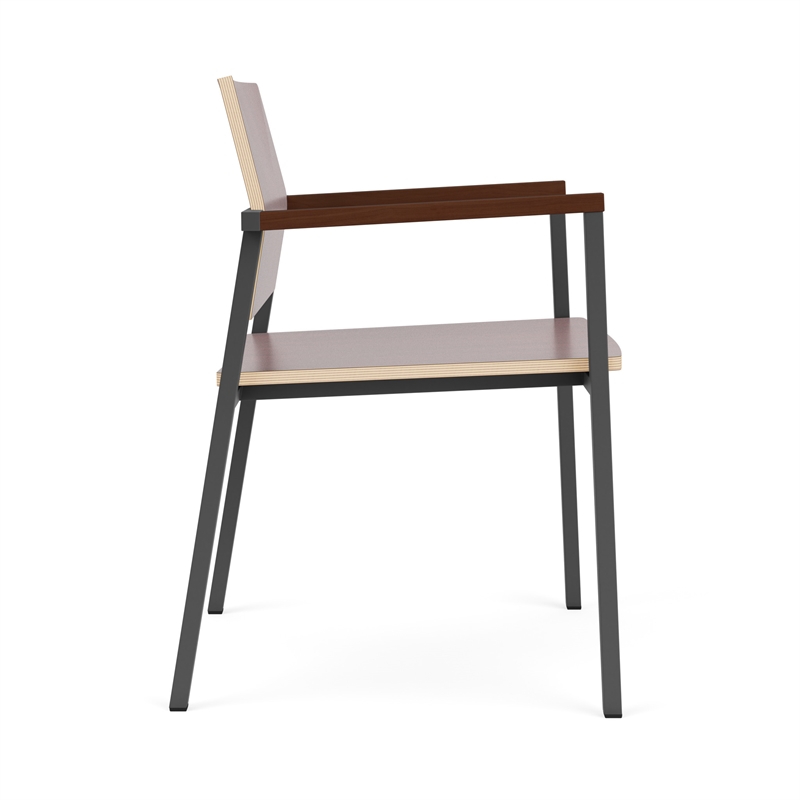 Avon Reception Waiting Guest Chair HPL Seat Back / Charcoal Steel / Mahogany