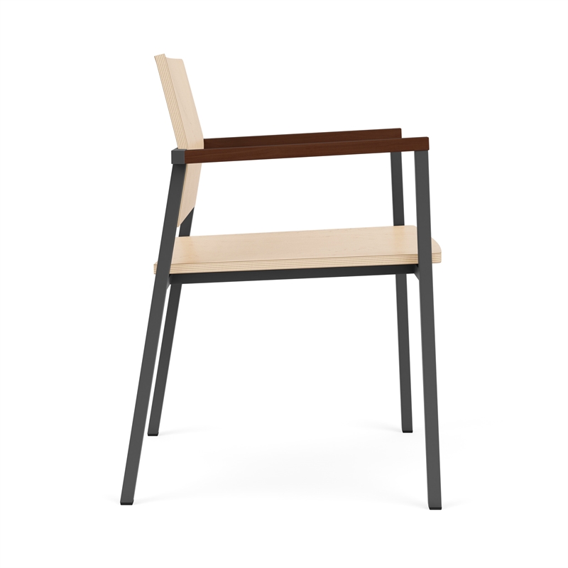 Avon Reception Waiting Guest Chair HPL Seat Back / Charcoal Steel / Natural
