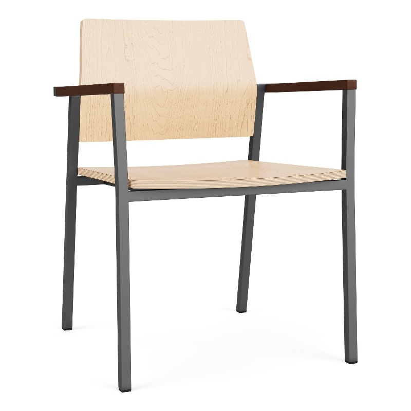 Avon Reception Waiting Guest Chair HPL Seat Back / Charcoal Steel / Natural