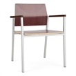 Avon Reception Waiting Guest Chair HPL Seat Back / Silver Steel / Mahogany