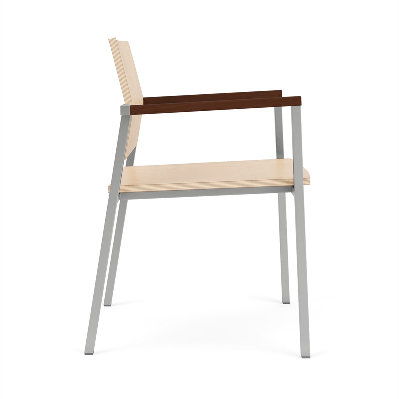 Avon Reception Waiting Guest Chair HPL Seat Back / Silver Steel / Natural