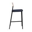 Avon Reception Cafe Stool UPH Seat HPL Back / Black Steel / Mahogany / Blue