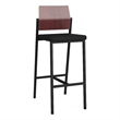 Avon Reception Cafe Stool UPH Seat HPL Back / Black Steel / Mahogany / Black