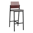 Avon Reception Cafe Stool UPH Seat HPL Back / Black Steel / Mahogany / Gray