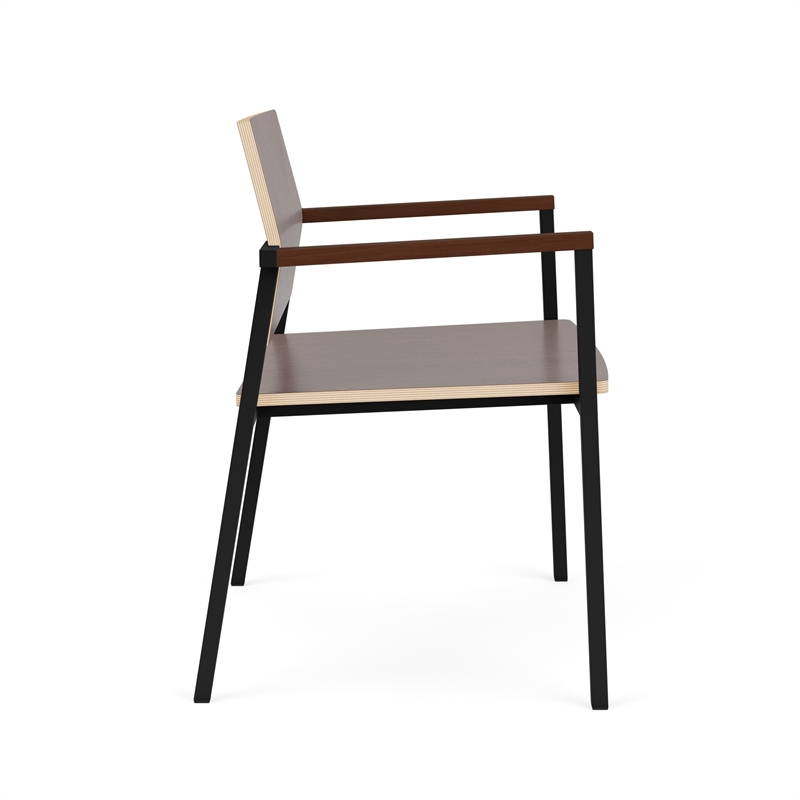 Avon Reception Waiting Oversize Chair HPL Seat Back / Black Steel / Walnut