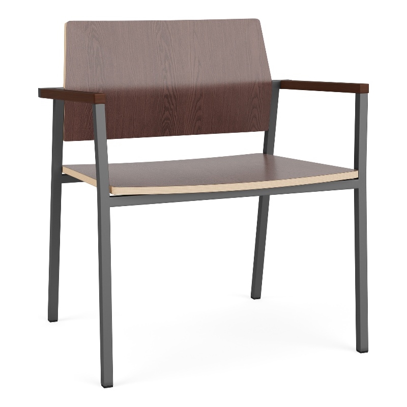 Avon Reception Waiting Oversize Chair HPL Seat Back / Charcoal Steel / Walnut