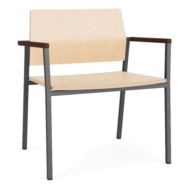 Avon Reception Waiting Oversize Chair HPL Seat Back / Charcoal Steel / Natural