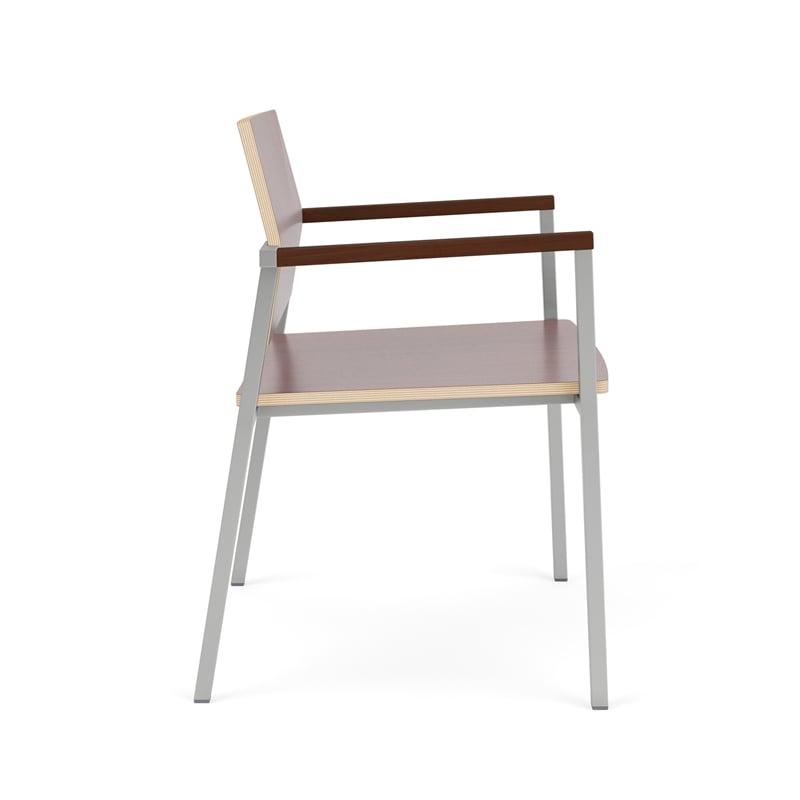 Avon Reception Waiting Oversize Chair HPL Seat Back / Silver Steel / Mahogany
