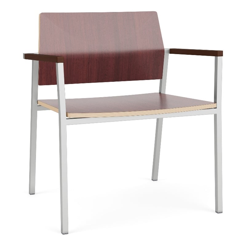 Avon Reception Waiting Oversize Chair HPL Seat Back / Silver Steel / Mahogany