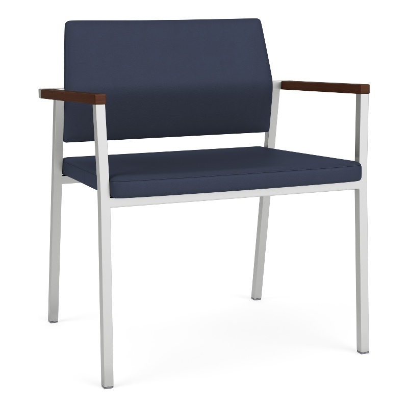 Avon Reception Waiting Oversize Chair UPH Seat Back / Silver Steel / Blue