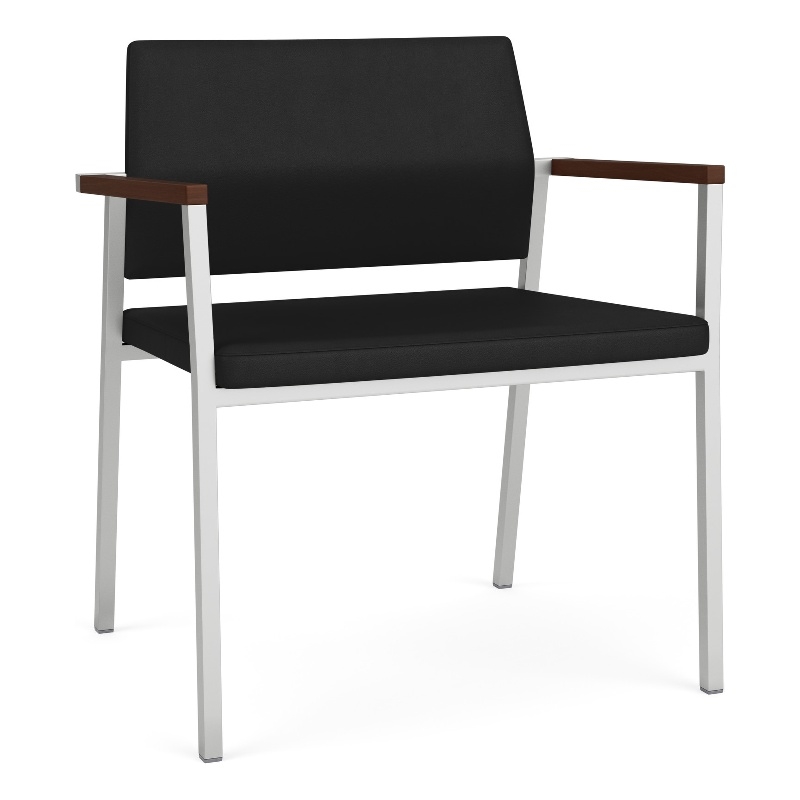 Avon Reception Waiting Oversize Chair UPH Seat Back / Silver Steel / Black