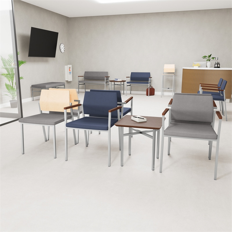 Avon Reception Waiting Oversize Chair UPH Seat Back / Silver Steel / Light Gray