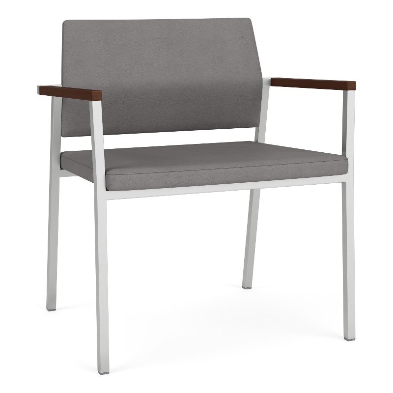 Avon Reception Waiting Oversize Chair UPH Seat Back / Silver Steel / Light Gray