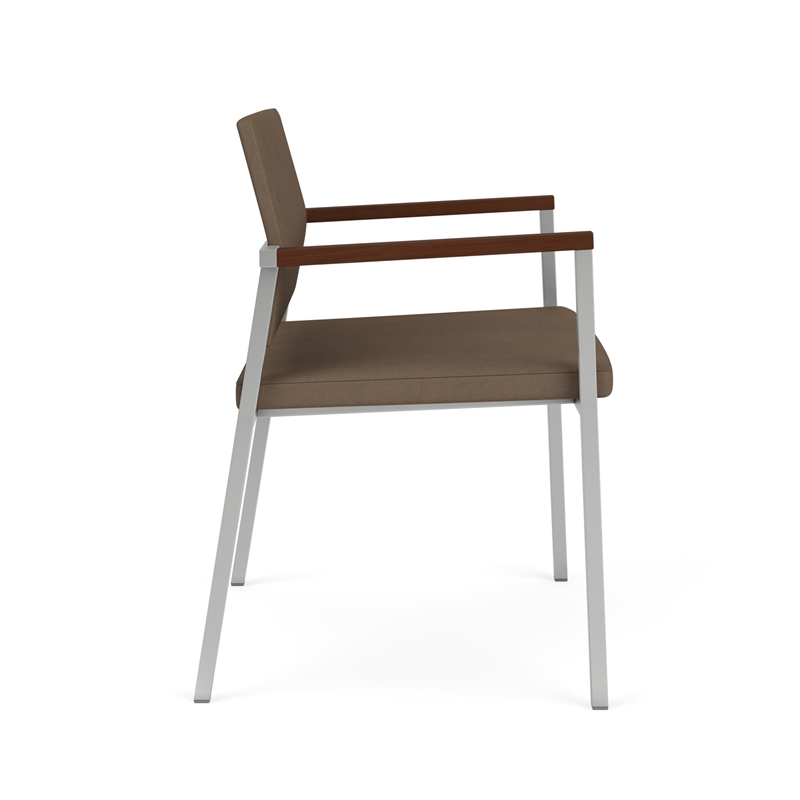 Avon Reception Waiting Oversize Chair UPH Seat Back / Silver Steel / Brown