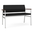 Avon Reception 2 Seater UPH Seat Back No Cntr Arms / Silver Steel / Black