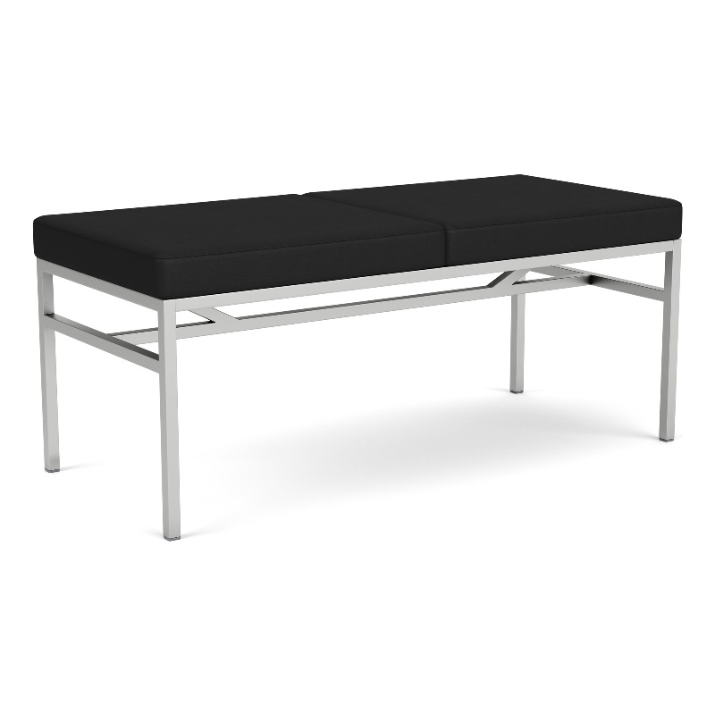 Avon Reception Waiting 2 Seat Bench 550 LB Capacity / Silver Steel / Black