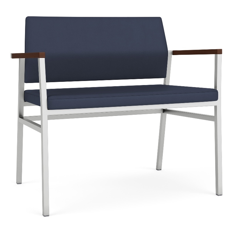 Avon Reception Waiting Bariatric Chair UPH Seat Back / Silver Steel / Blue