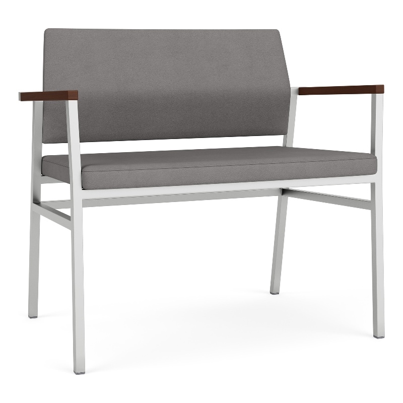 Avon Reception Waiting Bariatric Chair UPH Seat Back / Silver Steel / Light Gray