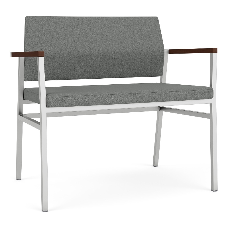 Avon Reception Waiting Bariatric Chair UPH Seat Back / Silver Steel / Light Gray
