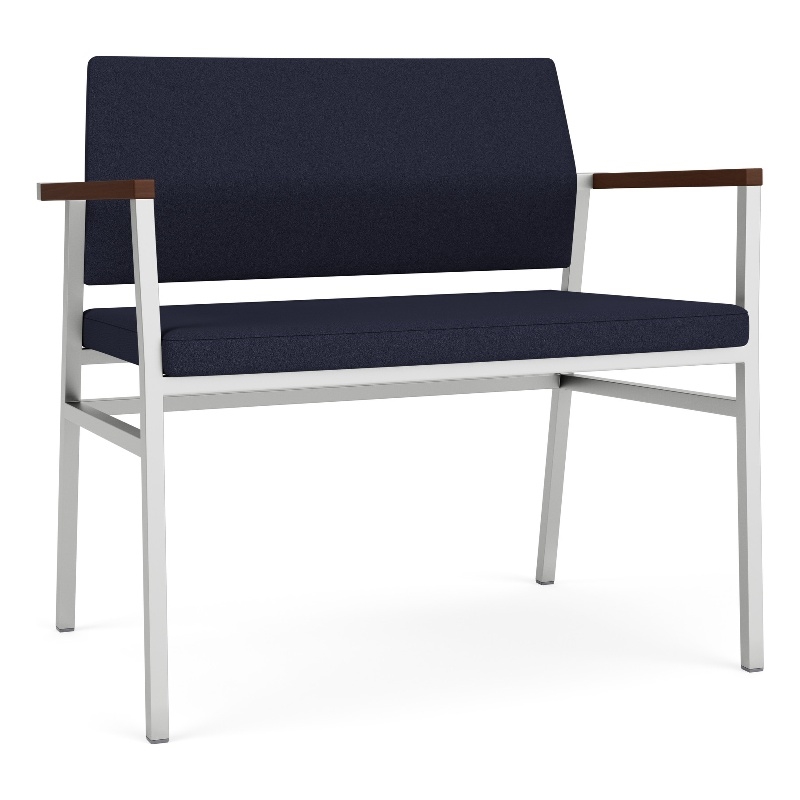 Avon Reception Waiting Bariatric Chair UPH Seat Back / Silver Steel / Navy Blue