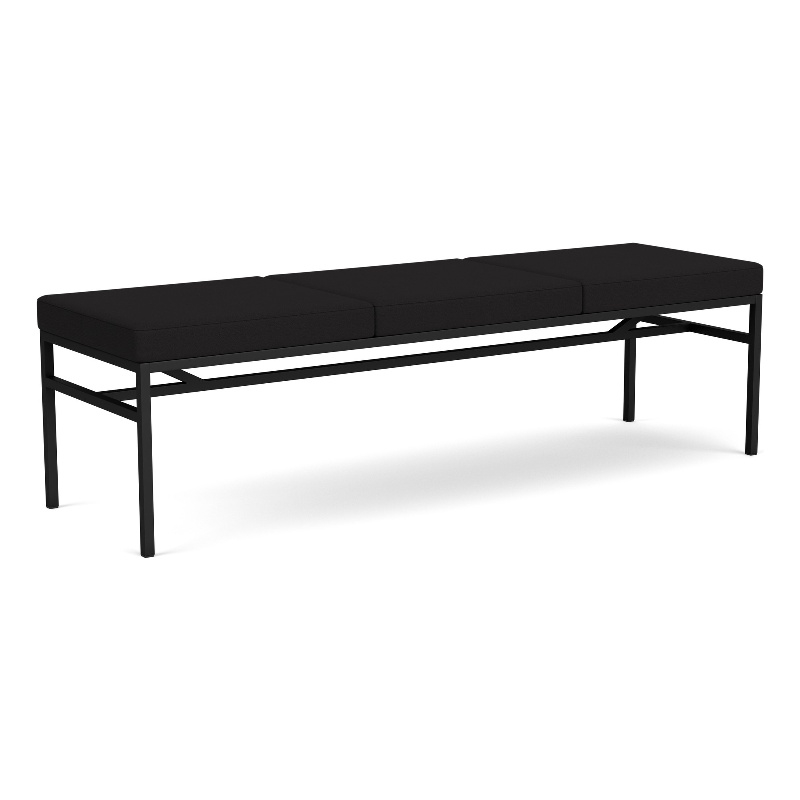 Avon Reception Waiting 3 Seat Bench 650 LB Capacity / Black Steel / Black