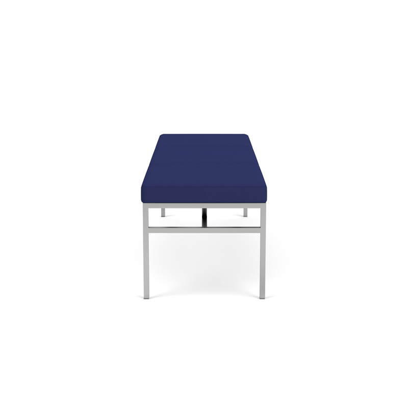 Avon Reception Waiting 3 Seat Bench 650 LB Capacity / Silver Steel / Blue