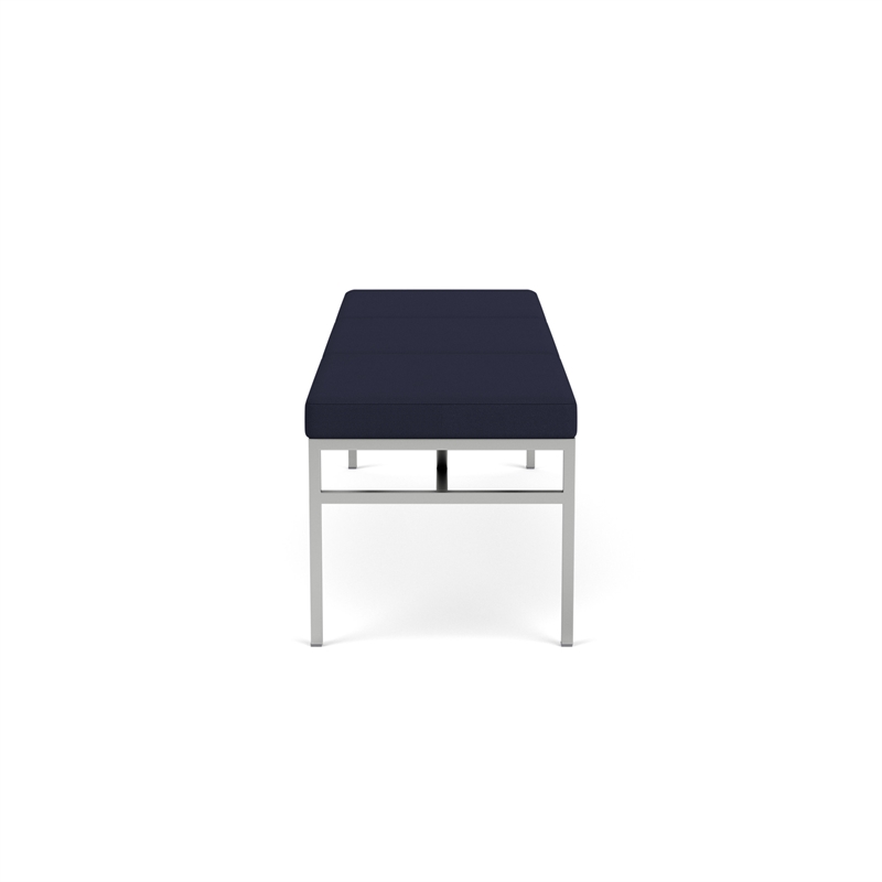 Avon Reception Waiting 3 Seat Bench 650 LB Capacity / Silver Steel / Navy Blue