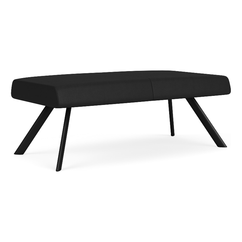 Willow Lounge Lobby Reception Waiting 2 Seat Bench / Black Steel / Black