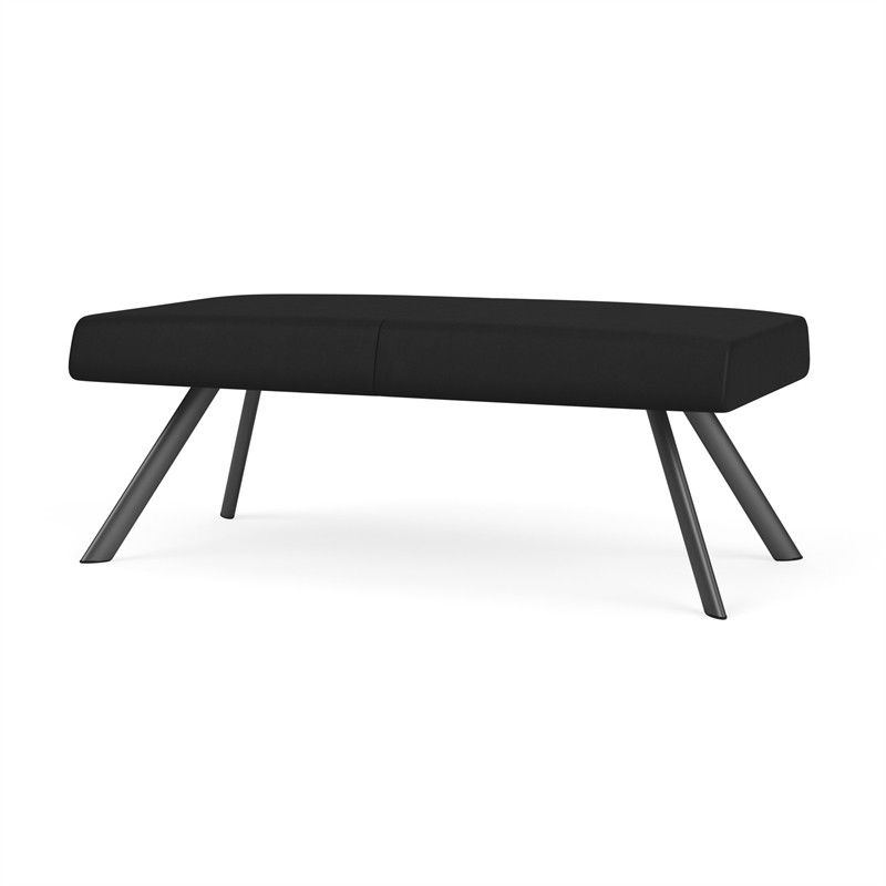 Willow Lounge Lobby Reception Waiting 2 Seat Bench / Charcoal Steel / Black
