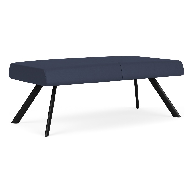 Willow Lounge Lobby Reception Waiting 2 Seat Bench / Black Steel / Blue