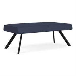 Willow Lounge Lobby Reception Waiting 2 Seat Bench / Black Steel / Blue