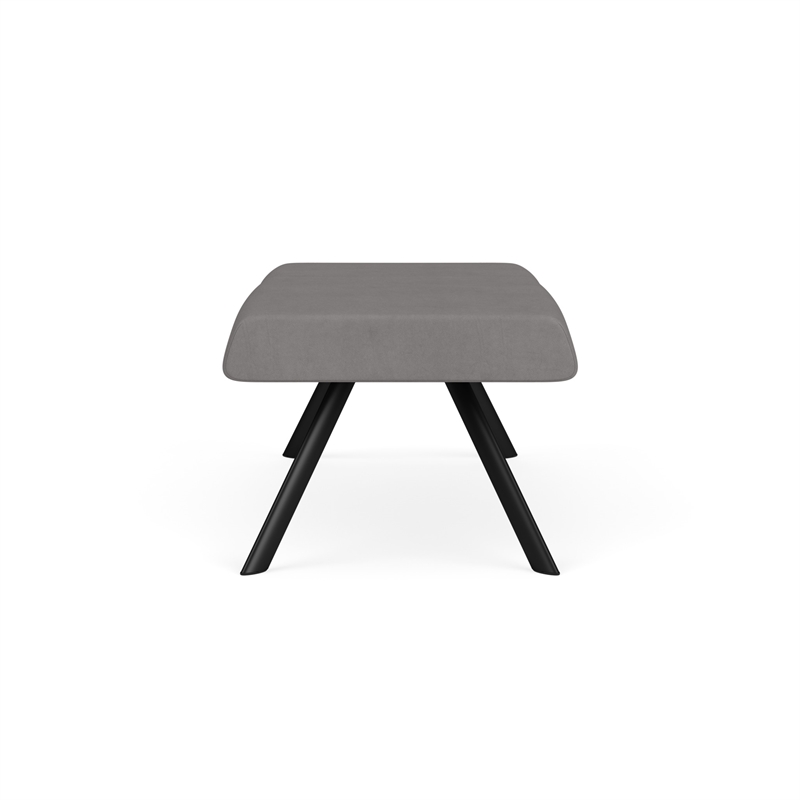 Willow Lounge Lobby Reception Waiting 2 Seat Bench / Black Steel / Light Gray