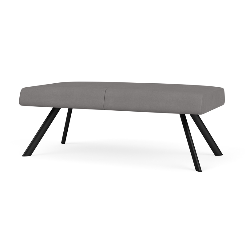 Willow Lounge Lobby Reception Waiting 2 Seat Bench / Black Steel / Light Gray