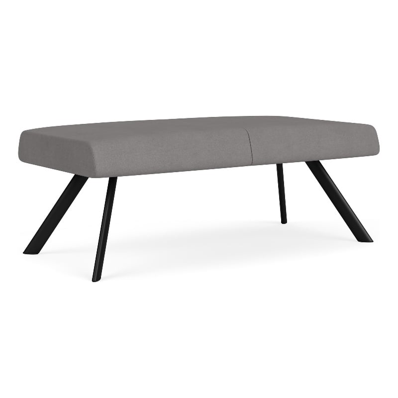 Willow Lounge Lobby Reception Waiting 2 Seat Bench / Black Steel / Light Gray