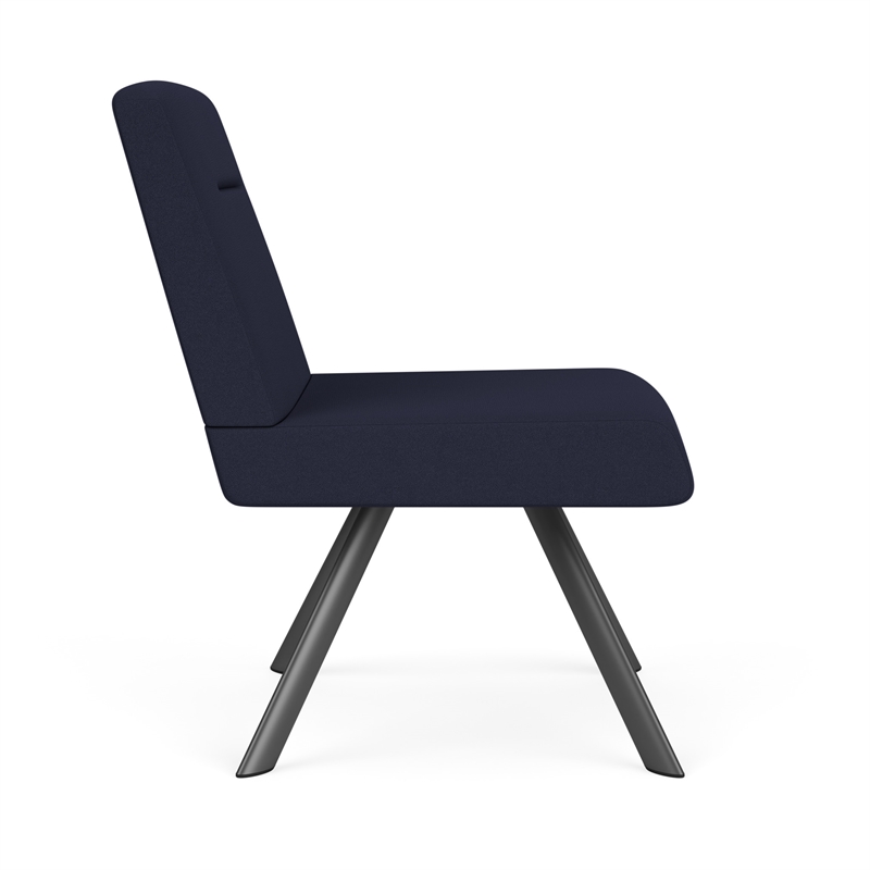 Willow Lounge Reception Waiting Armless Guest Chair / Charcoal Steel / Navy Blue