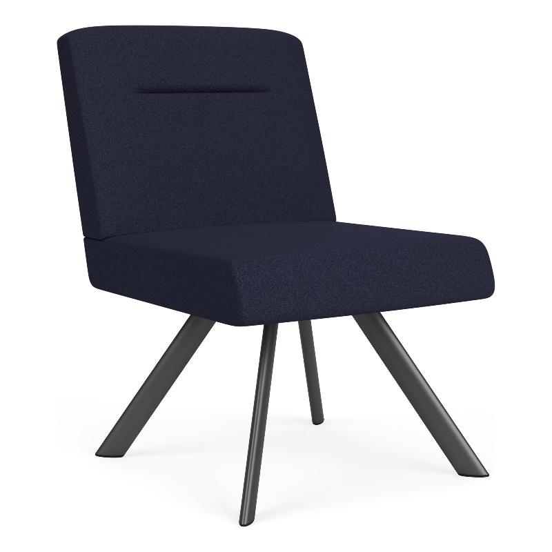 Willow Lounge Reception Waiting Armless Guest Chair / Charcoal Steel / Navy Blue