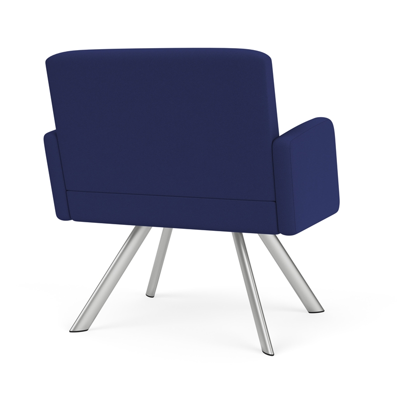 Willow Lounge Lobby Reception Waiting Bariatric Chair / Silver Steel / Blue