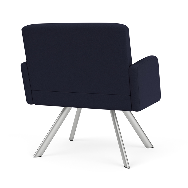 Willow Lounge Lobby Reception Waiting Bariatric Chair / Silver Steel / Navy Blue