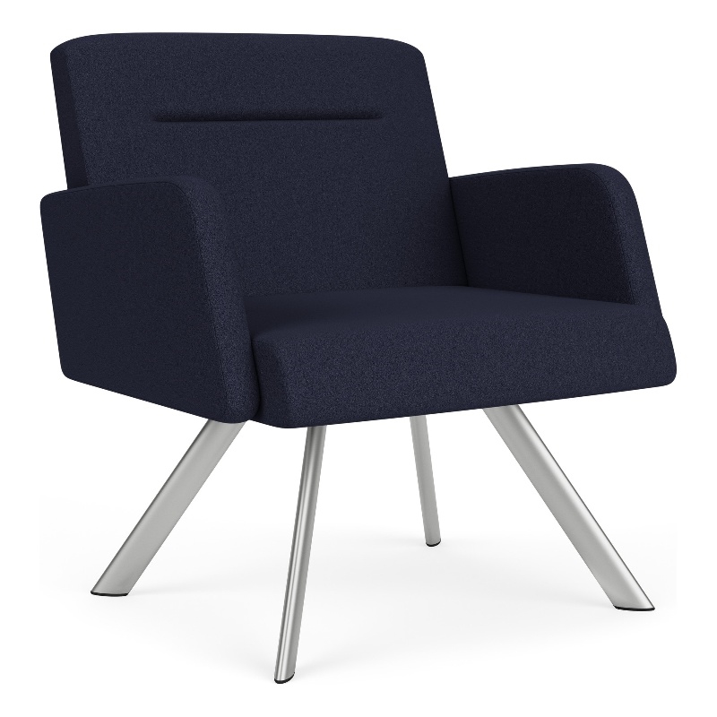 Willow Lounge Lobby Reception Waiting Bariatric Chair / Silver Steel / Navy Blue