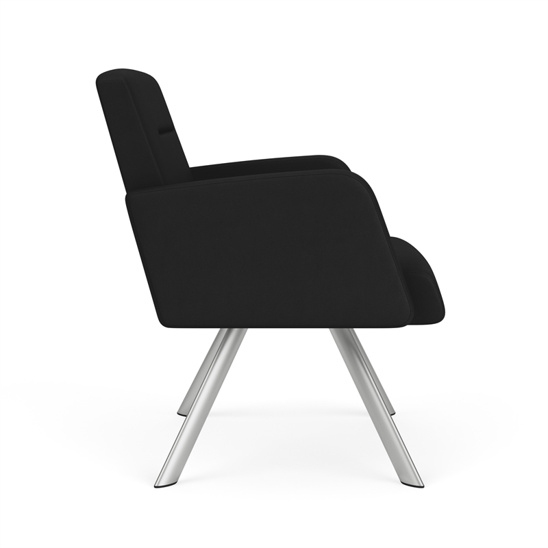 Willow Lounge Lobby Reception Waiting Bariatric Chair / Silver Steel / Black