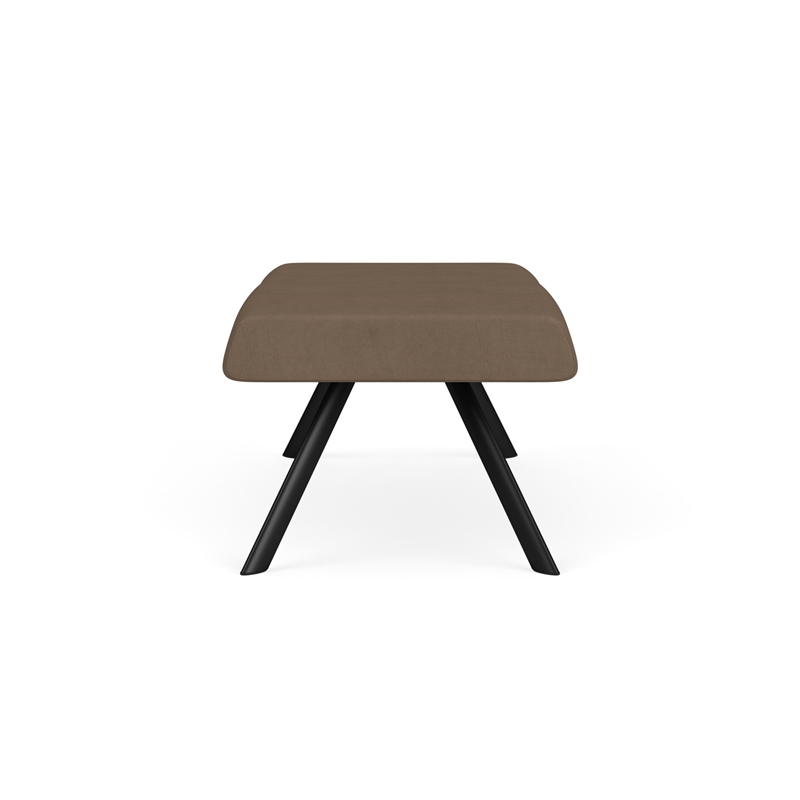 Willow Lounge Lobby Reception Waiting 2 Seat Bench / Black Steel / Brown