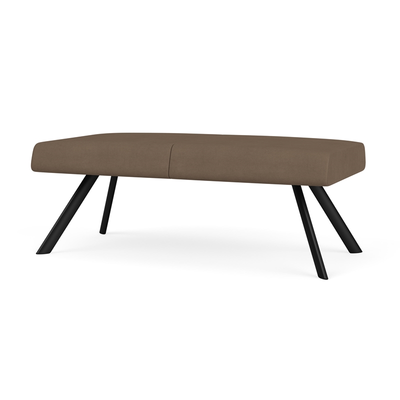 Willow Lounge Lobby Reception Waiting 2 Seat Bench / Black Steel / Brown