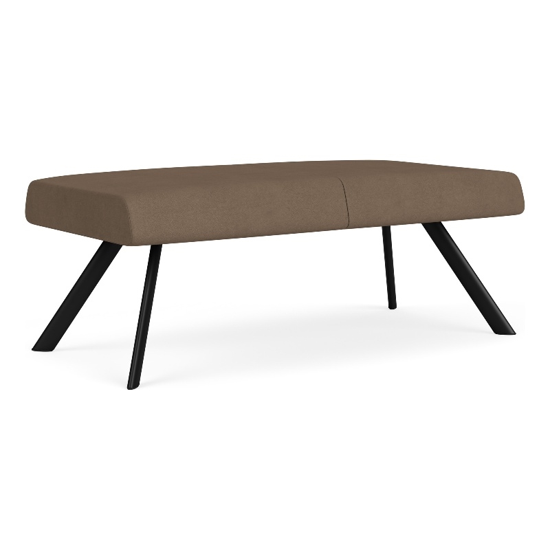 Willow Lounge Lobby Reception Waiting 2 Seat Bench / Black Steel / Brown
