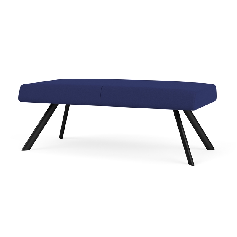 Willow Lounge Lobby Reception Waiting 2 Seat Bench / Black Steel / Blue
