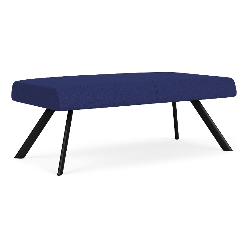 Willow Lounge Lobby Reception Waiting 2 Seat Bench / Black Steel / Blue